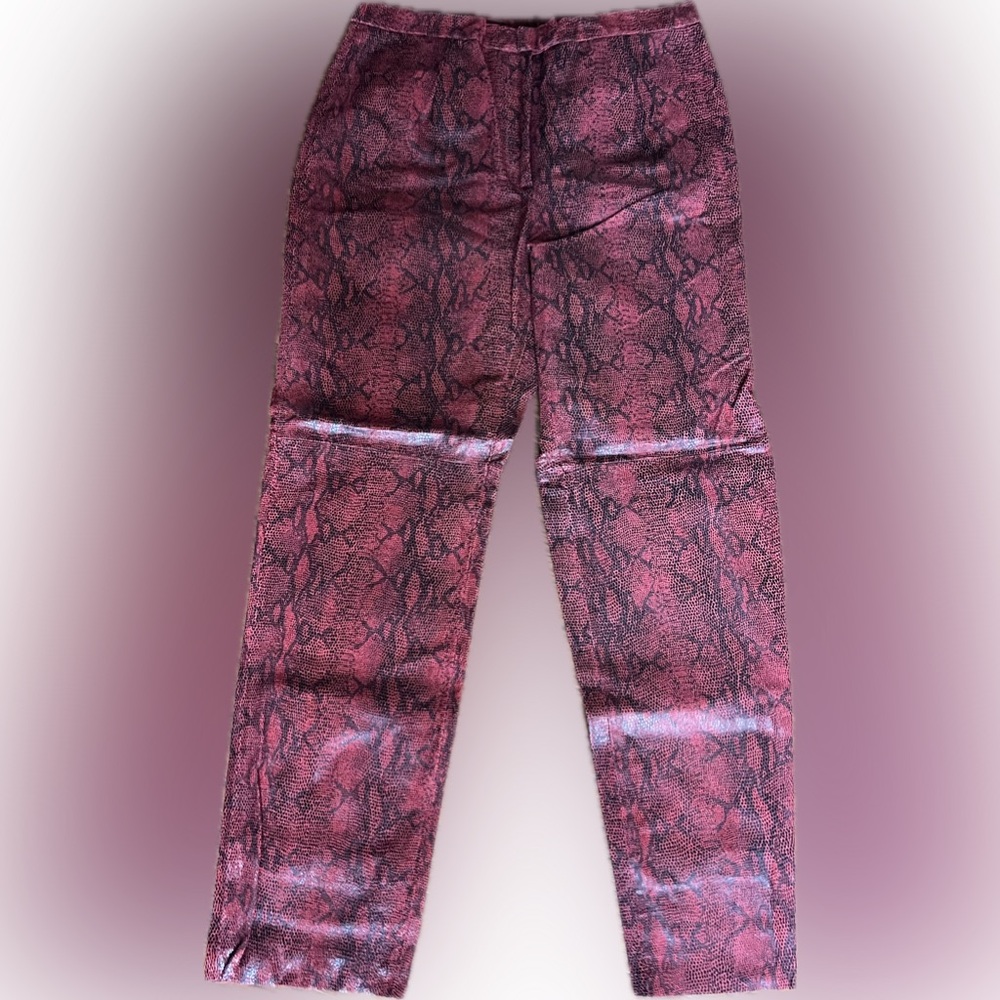 Vintage Colebrook & Co Red Leather Snake Skin Print Jacket and Pant Set - Picture 5 of 15